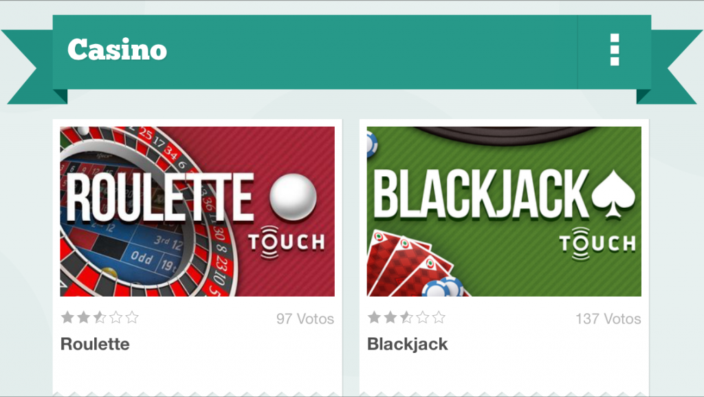 Interfaz juegos casino móvil
